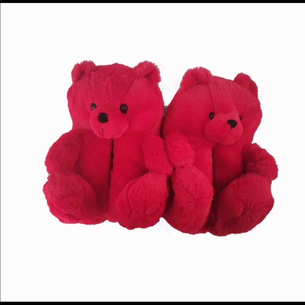 Plush teddy bear slippers